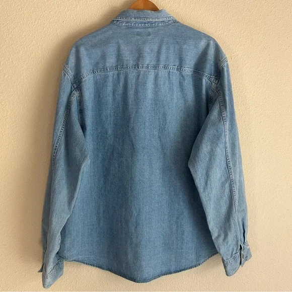 Levi's blue denim 100% cotton button up long sleeve shirt | metal buttons | XXL - Picture 2 of 11